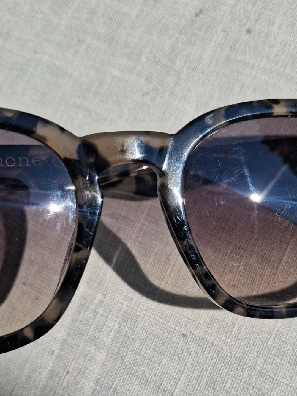 rag & bone Men's Tortoise Frame Sunglasses with Gray Lenses